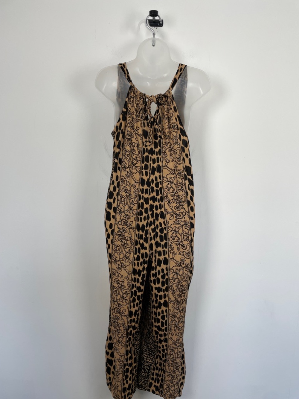 Zury Floral Leopard Print Women's O/S V-Neck Boho Sleeveless Lagenlook Jumpsuit - Picture 6 of 8